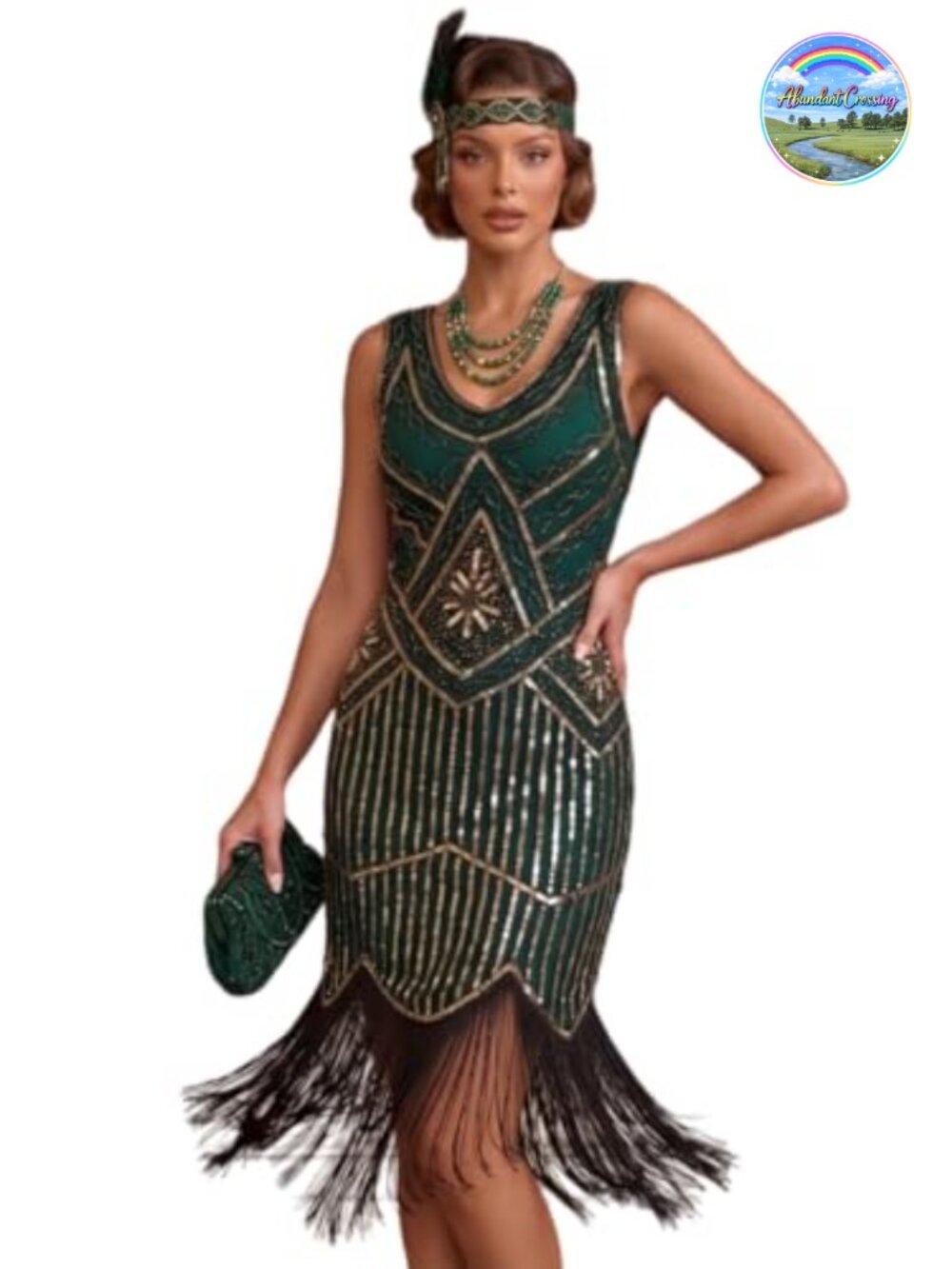 Plus Size 1920s Vintage Sequin Beaded Tassel Flapper Dress Cocktail Party